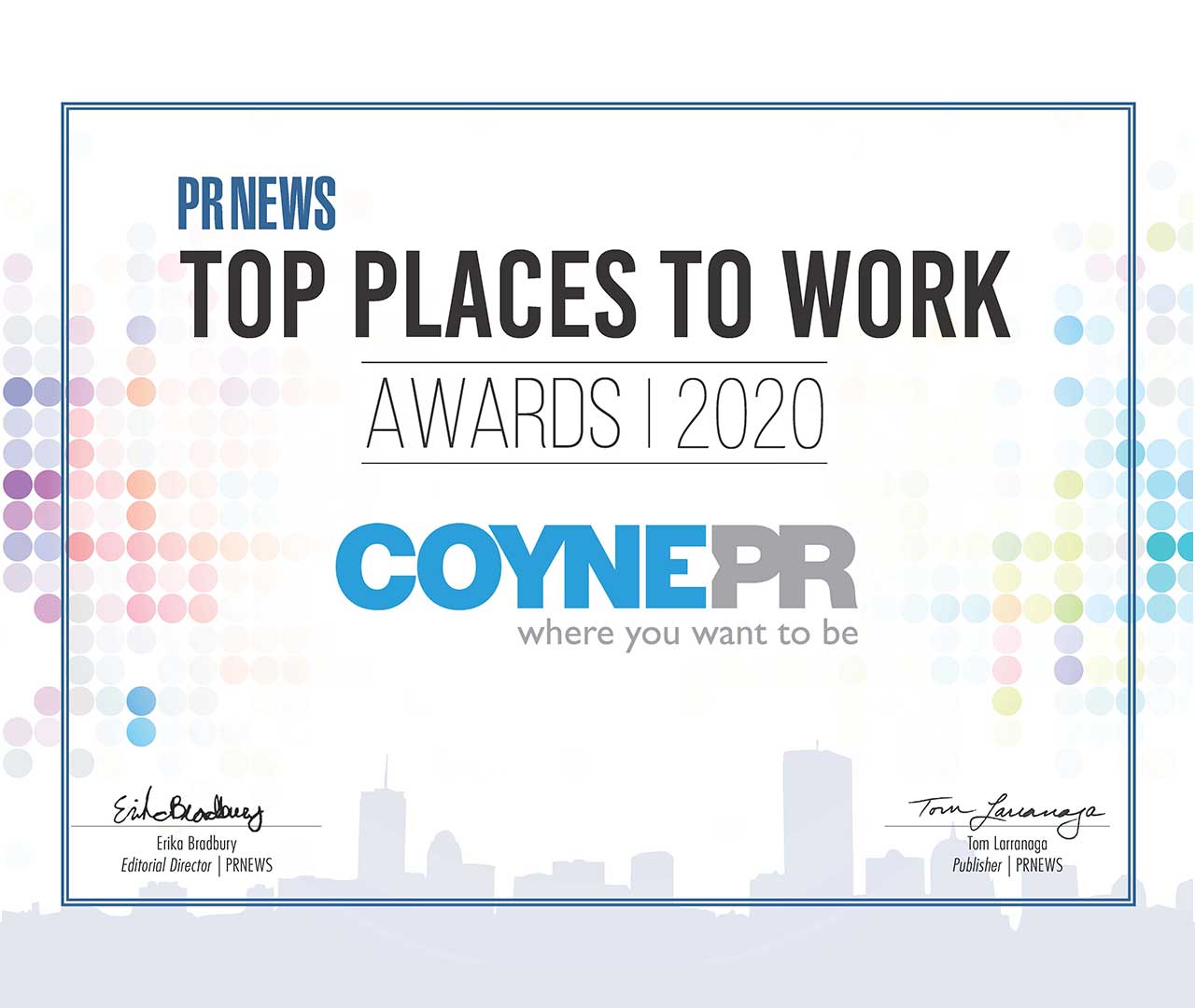 Coyne Public Relations Named One of PRNEWS' Top Places to Work in PR