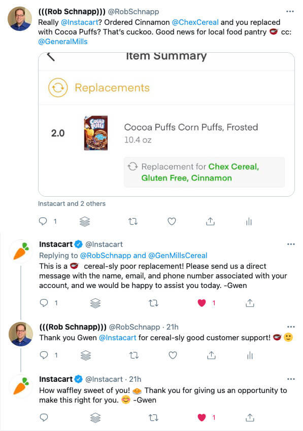 Instacart Tweet