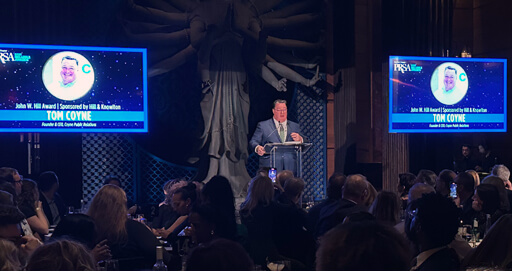 Founder and CEO Tom Coyne Honored with PRSA-NY's Prestigious John W. Hill Lifetime Achievement Award at the 2023 Big Apple Awards