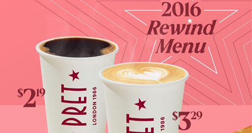 Pret A Manger Turning Back the Clock on Prices With ‘2016 Rewind Menu’